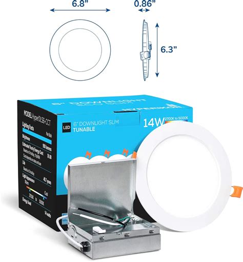 Hyperikon 6 inch LED Recessed Lighting Selectable Color 